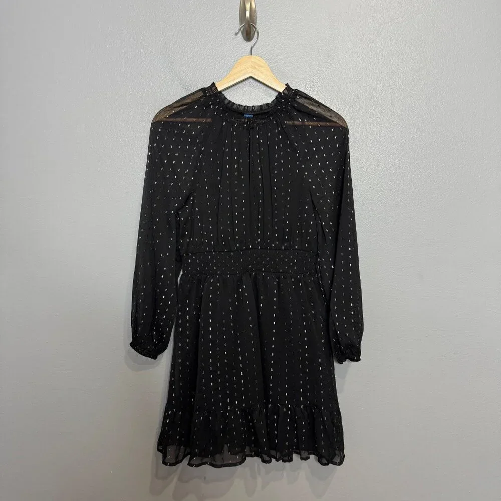 OLD NAVY waist defined metallic swiss dot smocked mini dress size XS - Picture 3 of 8